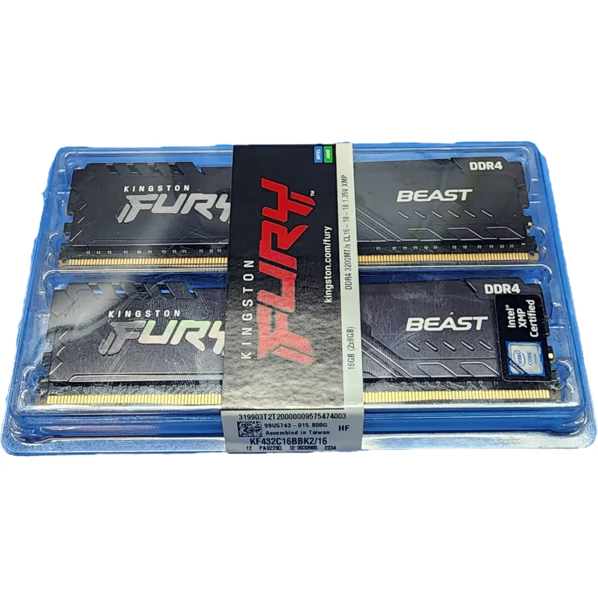 Kingston DDR4 3200MHz 16GB (2x8GB) memória Kit FURY Beast Black CL16 1,2V fekete #2