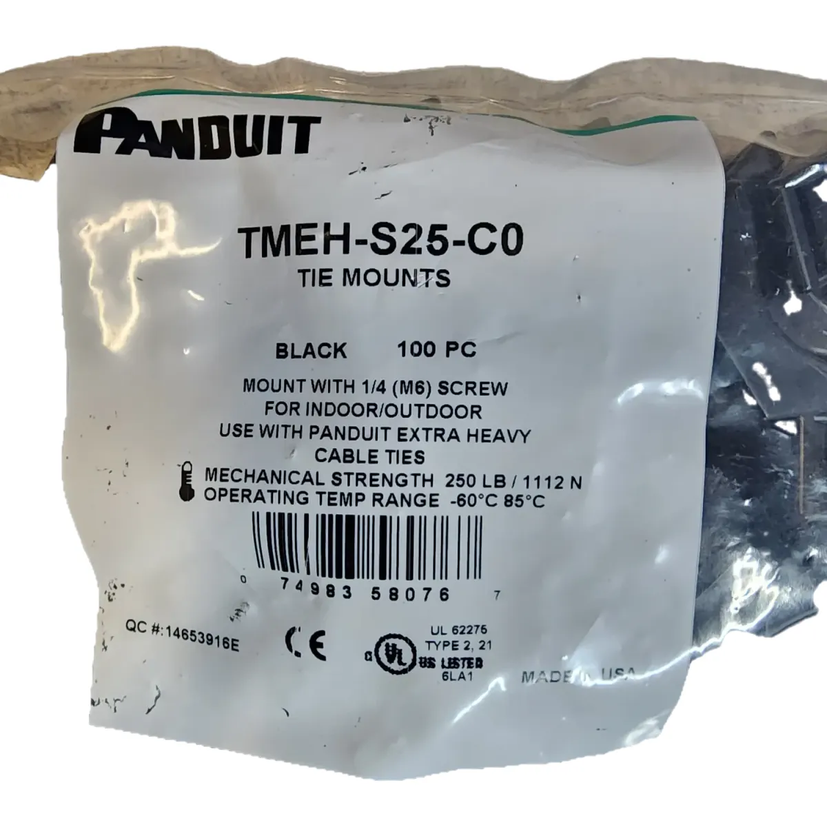 HD kábelkötegelő tartó 1/4"(M6) 0,72" WR 100 darabos csomag fekete #2