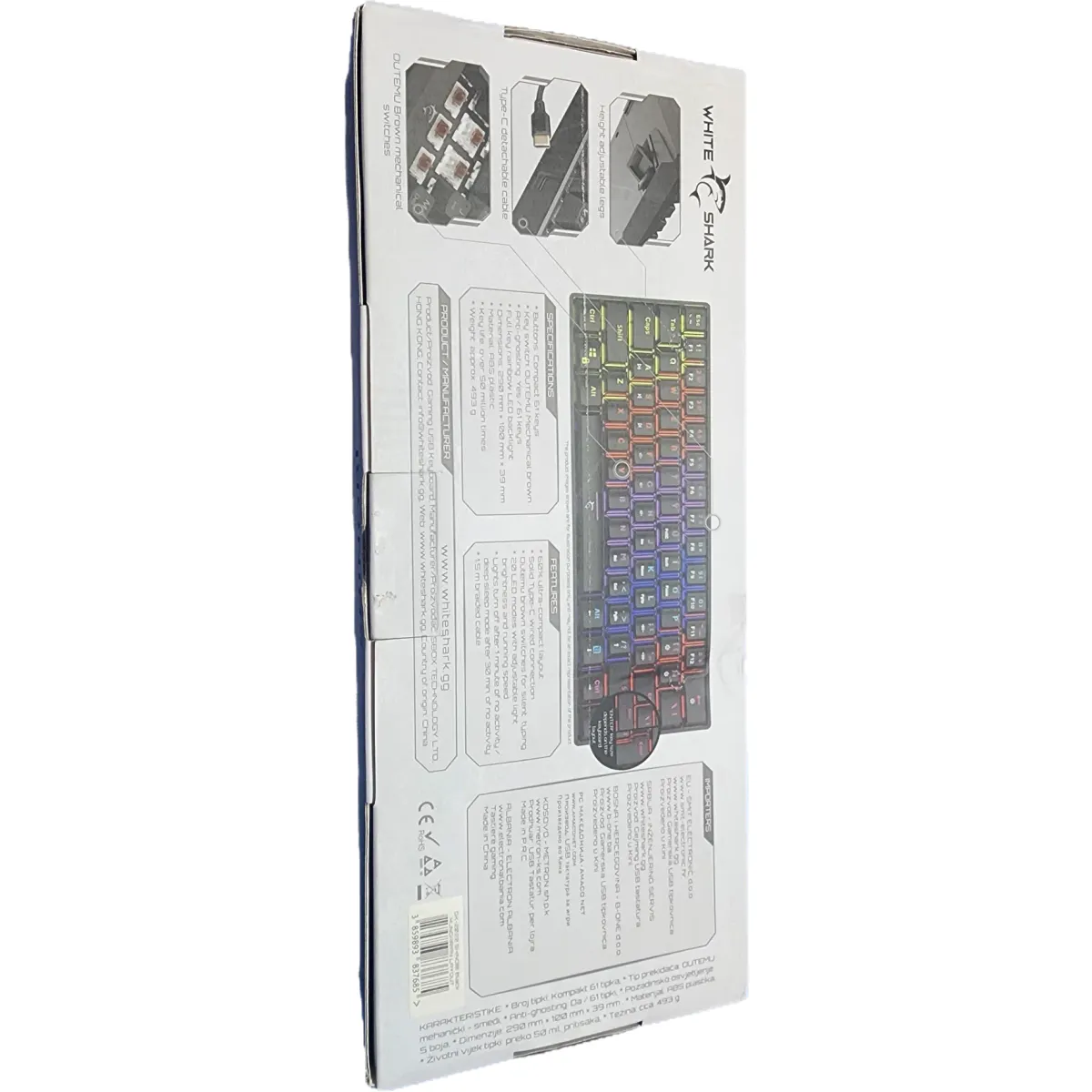 White Shark GK-2022B/BR-HU SHINOBI 60% MAGYAR mechanikus barna switch gamer billentyűzet fekete #7