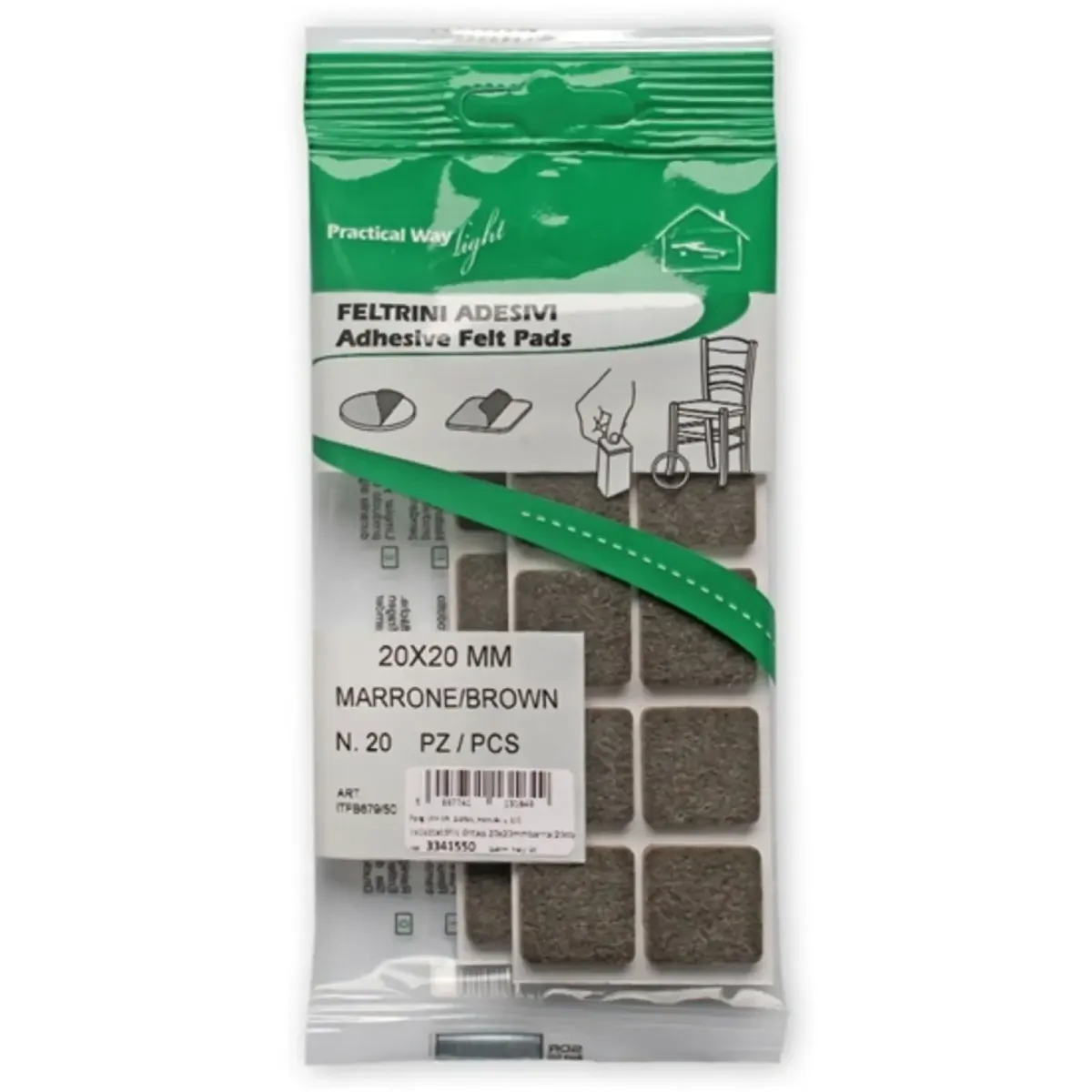 Csúsztatófilc Öntapadó 20x20mm Barna 20db #1