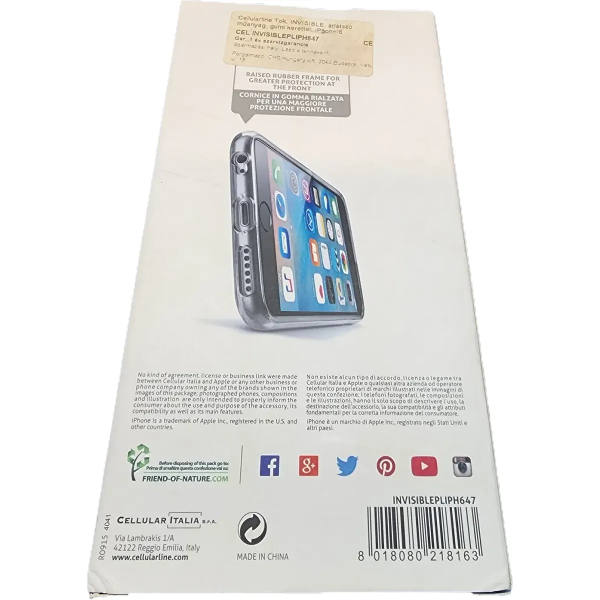 Cellularline iPhone 6 Invisible okostelefon műanyag tok átlátszó #1