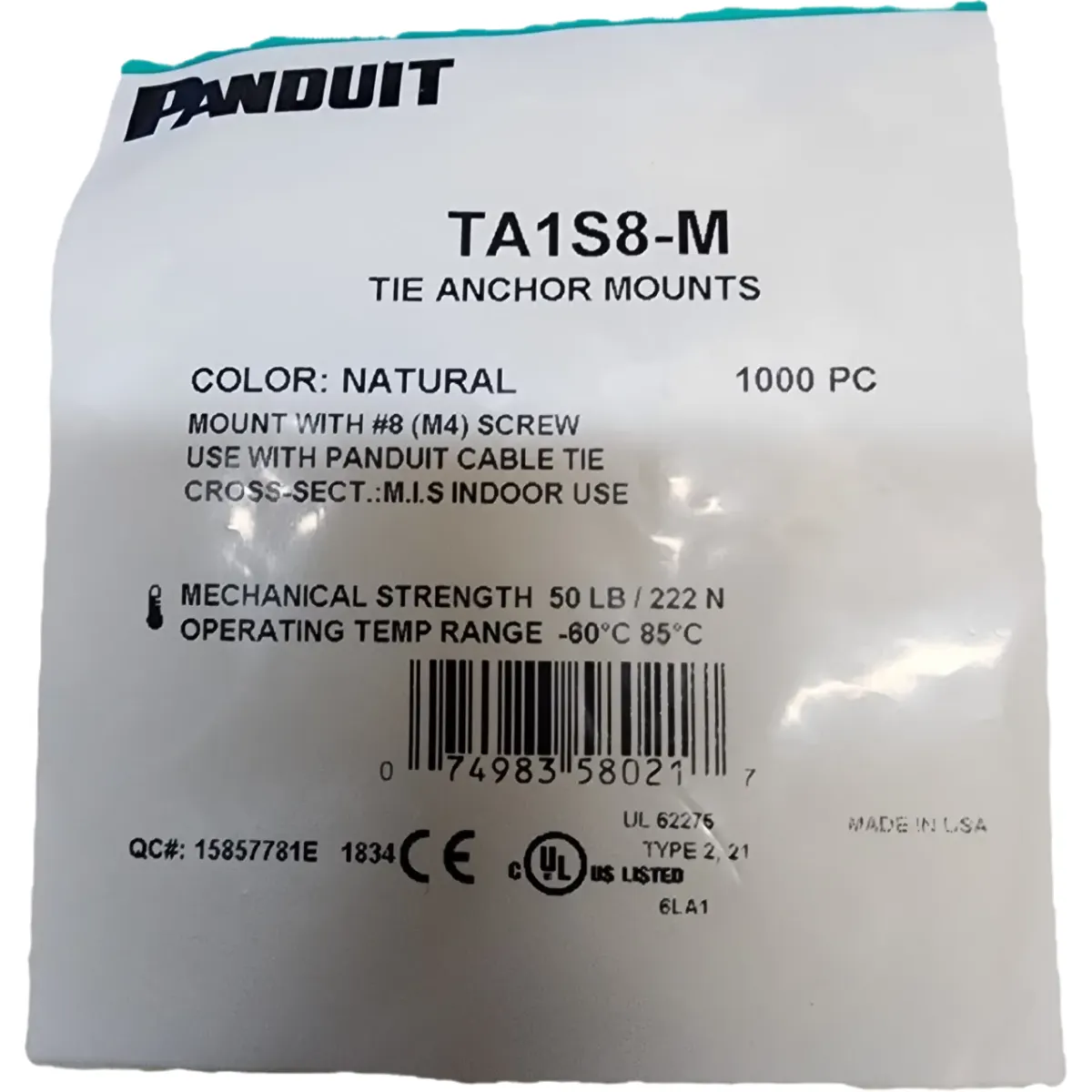 Panduit TA1S8-M rögzítőhorgony 8 csavar 1000 db csomag #3