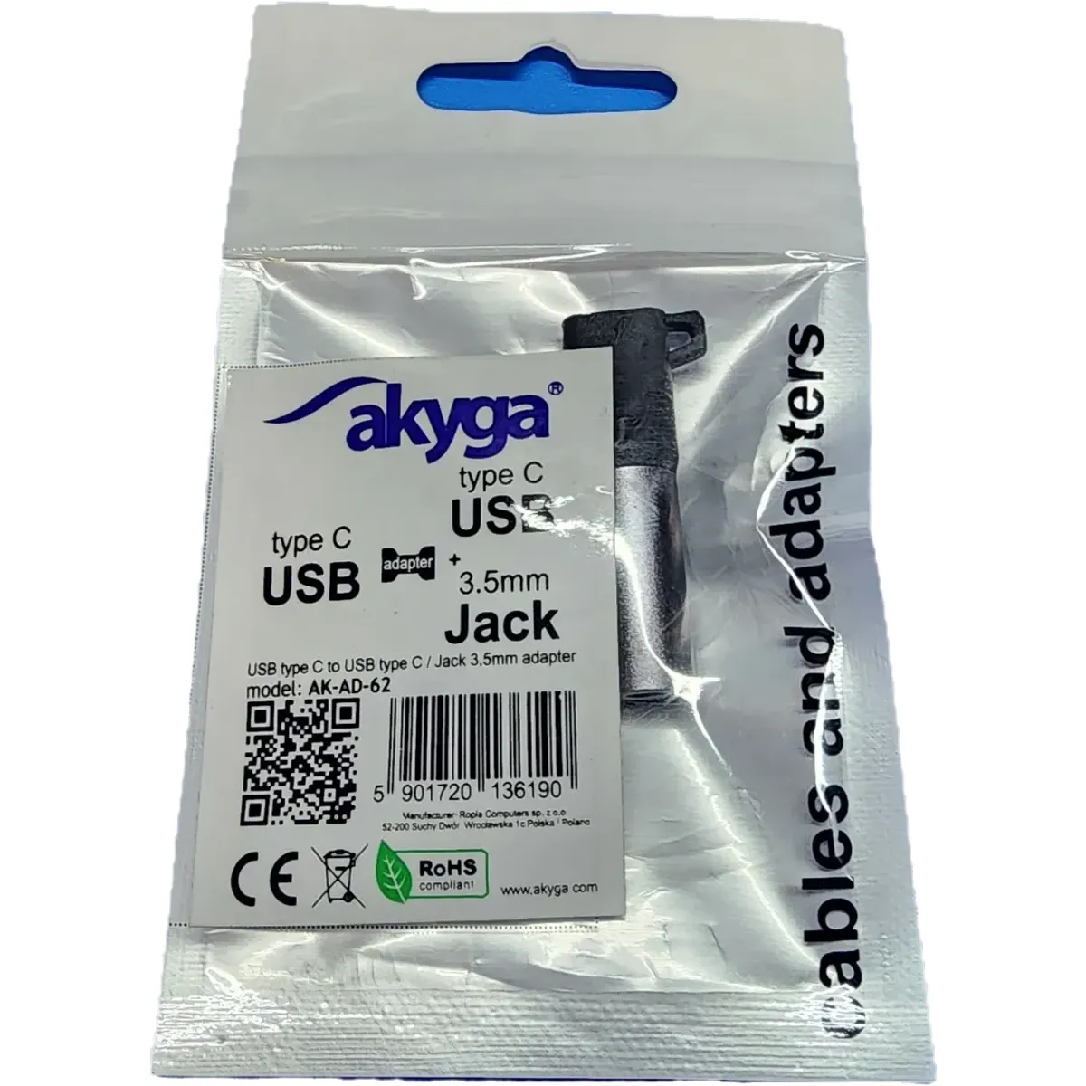 Akyga Adapter AK-AD-62 USB type C Jack 3.5mm #1