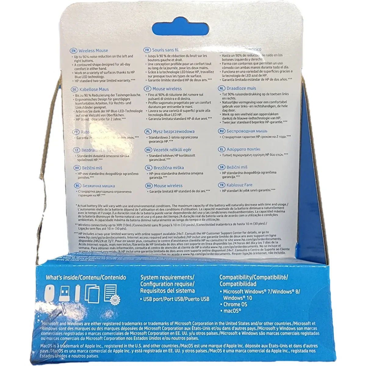 HP 220 Silent vezeték nélküli egér 1600 dpi kék led fekete #5