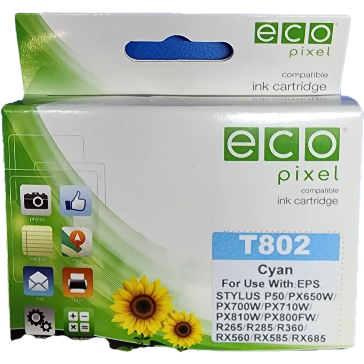 Ecopixel Utángyártott Epson T802 tintapatron Cyan #1