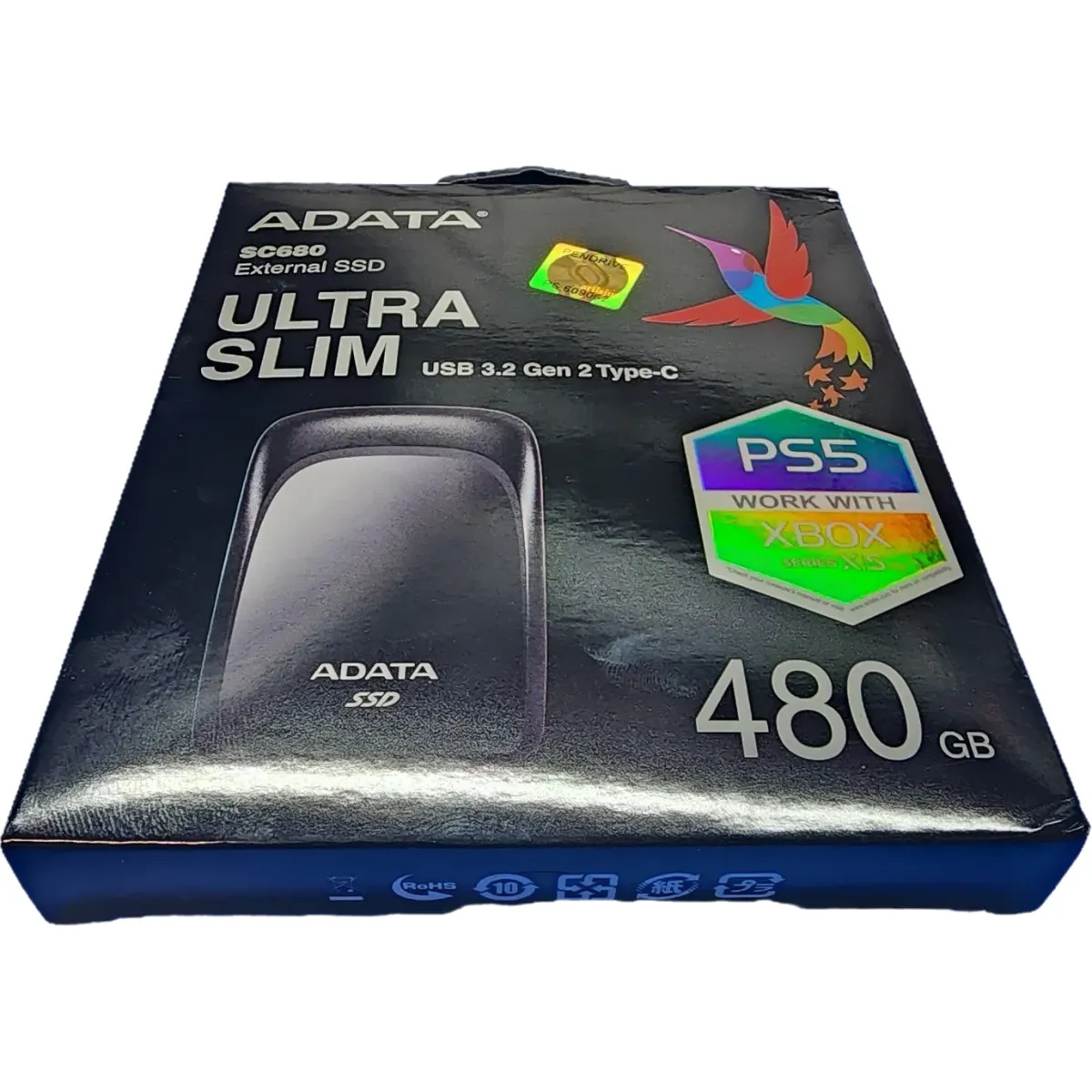 A-Data 480GB USB3.2/USB Type-C SC680 külső SSD ultra slim fekete PS5 XBOX kompatibilis #5