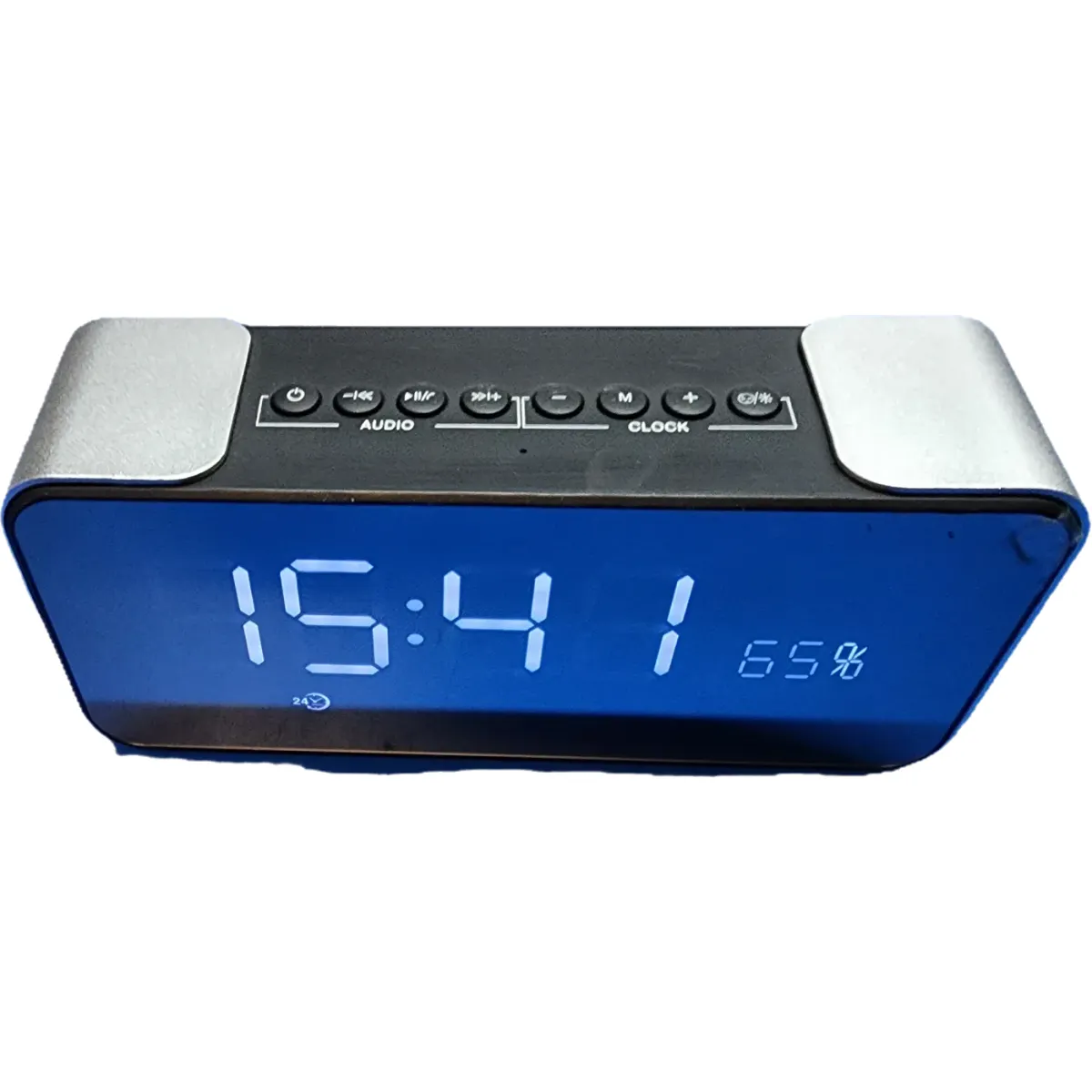 Digitális óra FM rádió ébresztőóra bluetooth SD AUX ezüst #3