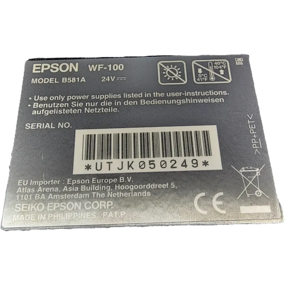 Epson WorkForce WF-100W Hordozható akkumulátoros A4 színes Wi-Fi Nyomtató air cloud iprint 309x154x61 mm 1,6 kg #4