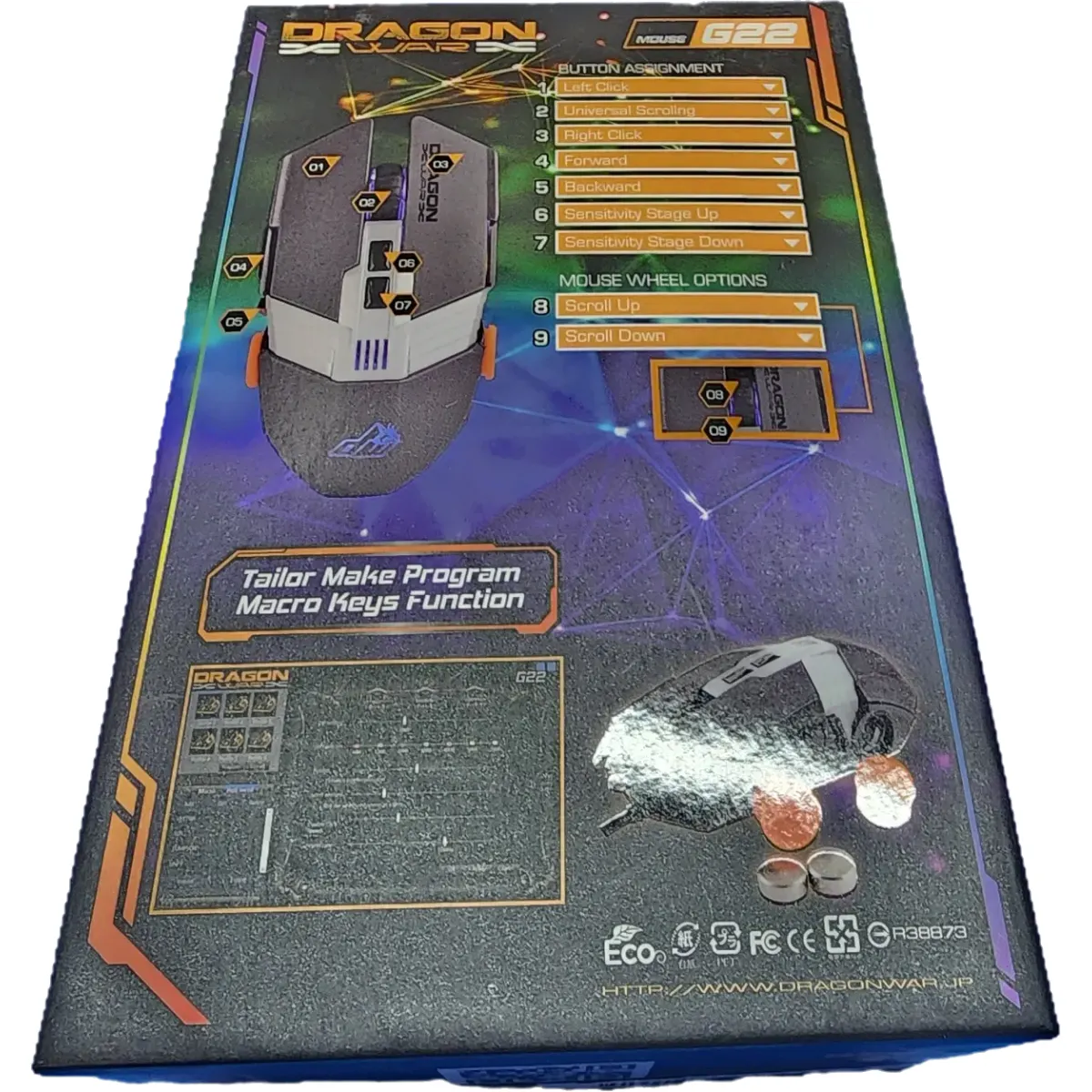 Dragon War G22 Lancer (ELE-G22) RGB Gamer Egér 7000 DPI fekete #5