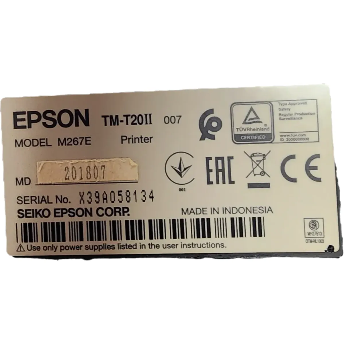 Epson TM-T20II M267E thermal blokknyomtató USB ethernet automata vágás #5