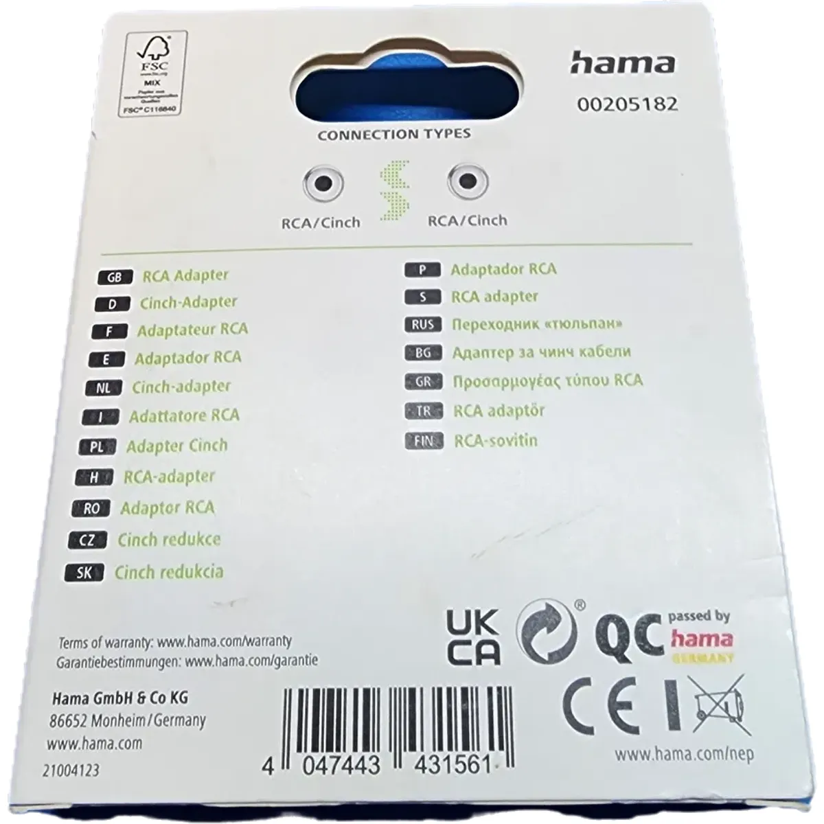 Hama 205182 FIC 1RCA alj toldóadapter #2