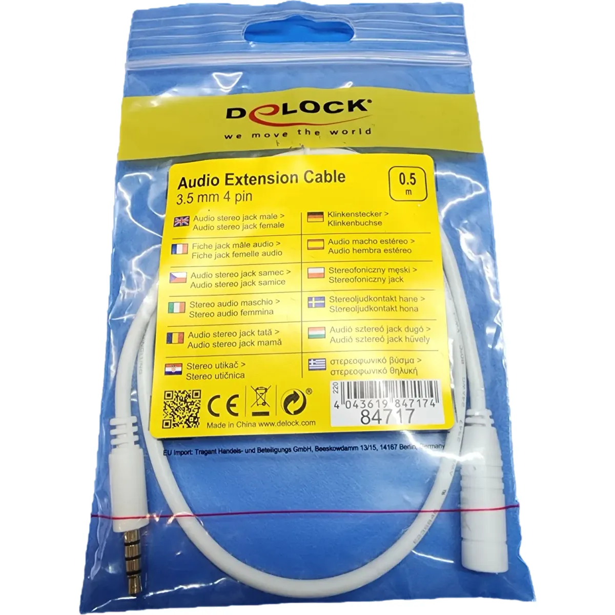 Delock audió toldó kábel 4 pol.3.5mm sztereó jack dugó/aljzat csatlakozókkal Iphonehoz fehér #2