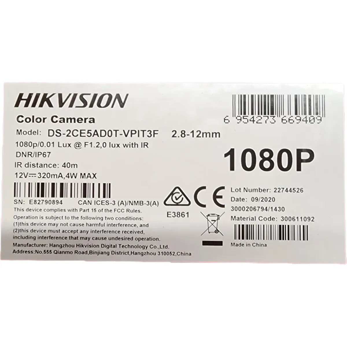 Hikvision DS-2CE5AD0T-VPIT3F 2MP dómkamera fehér #2
