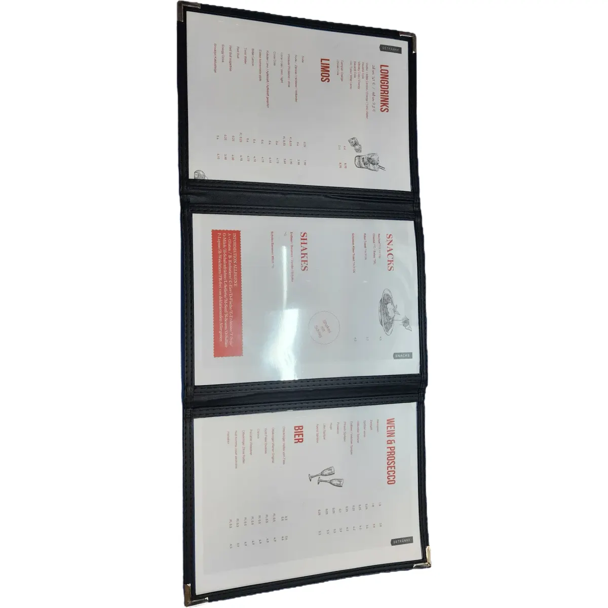 Bistro étlaptartó 3 lapos bőr 17x23cm fekete #4