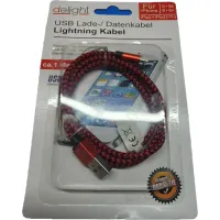 Delight adatkábel IPHONE 5/6 szövet 1M piros #1