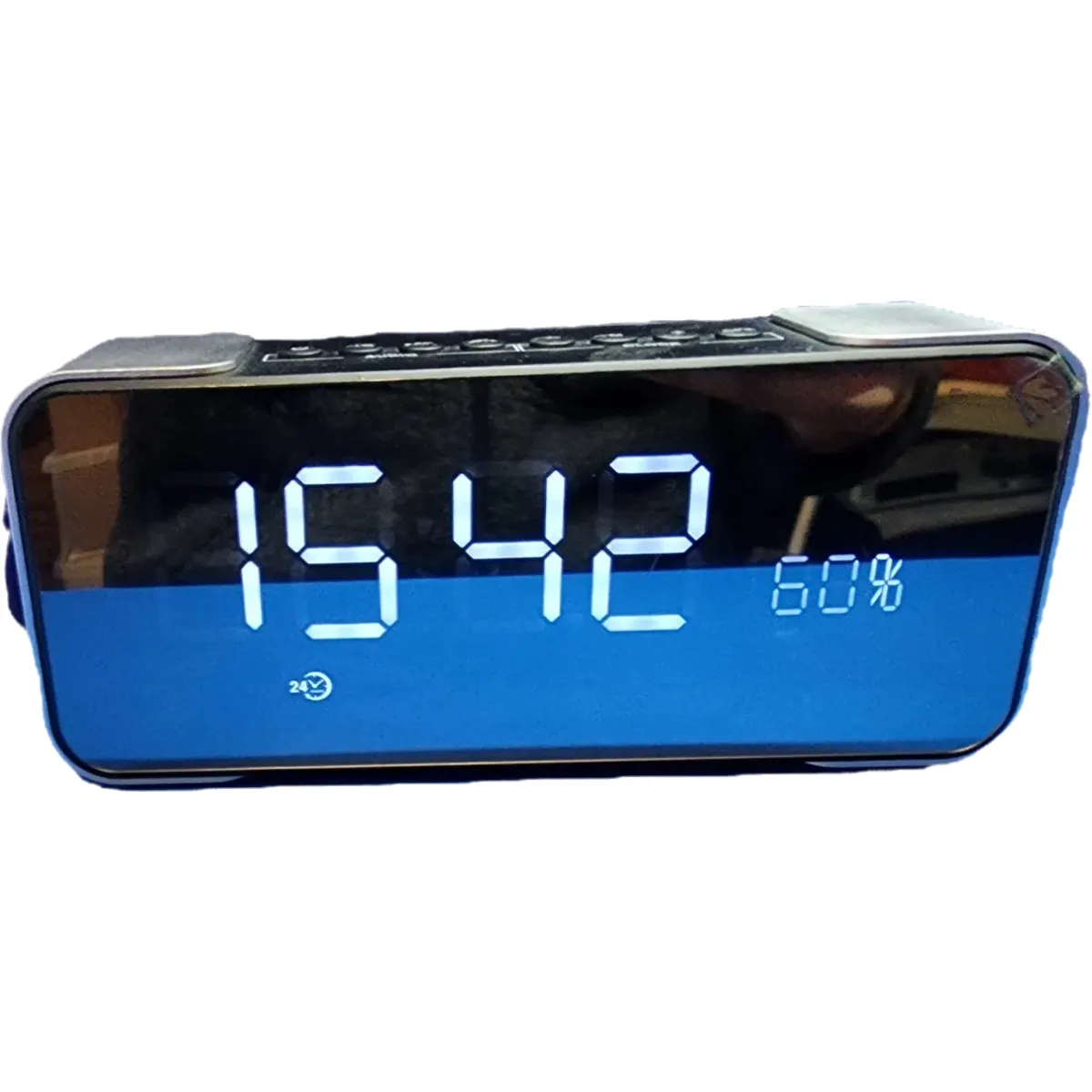 Digitális óra FM rádió ébresztőóra bluetooth SD AUX ezüst #1