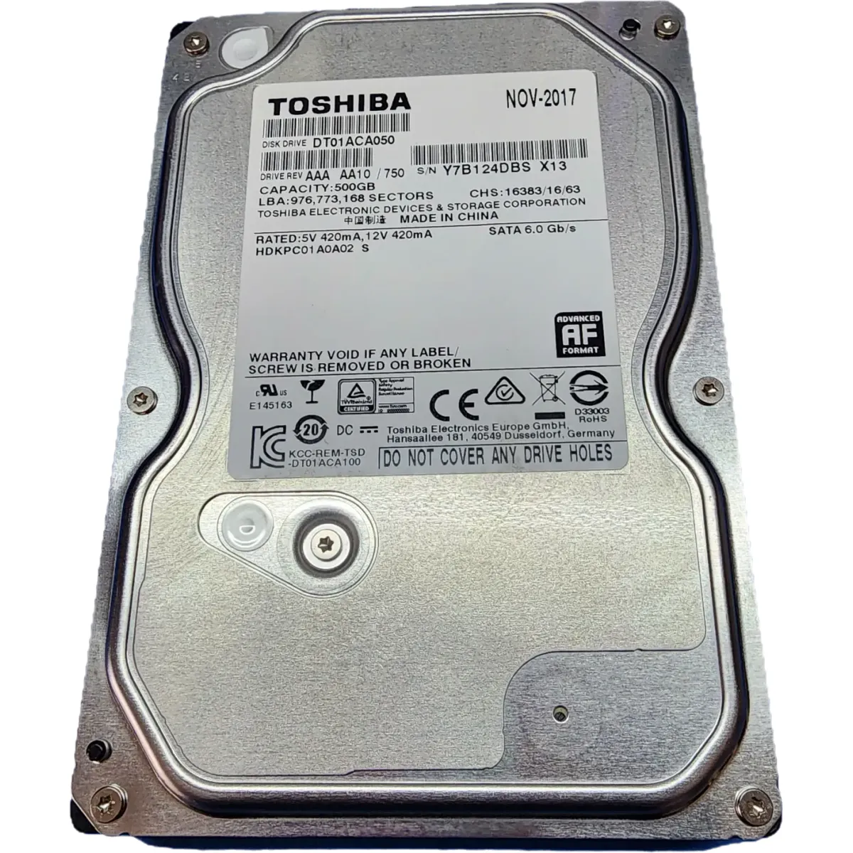 TOSHIBA DT01ACA050 500GB 3.5" HDD #1