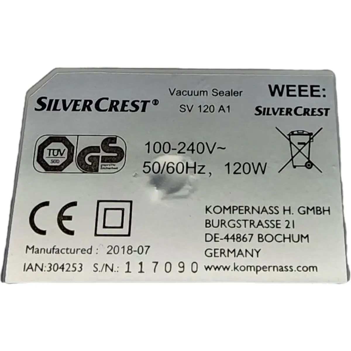 SILVERCREST SV 120 A1 Vákumos Fóliahegesztő fehér #4