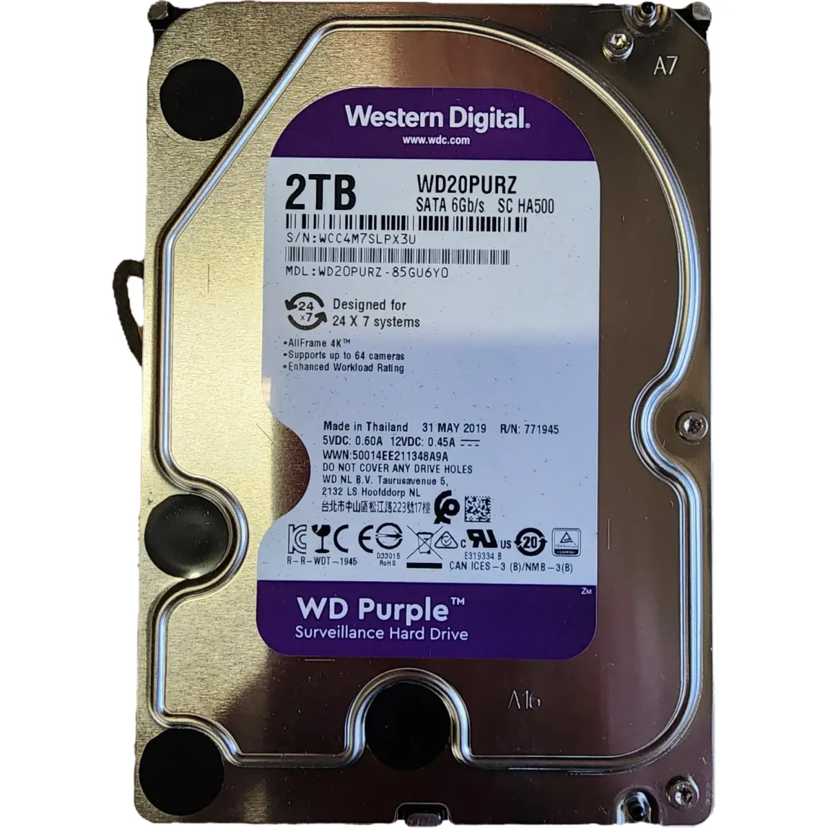 Western Digital WD20PURZ Purple 3,5" 2TB HDD merevlemez #1