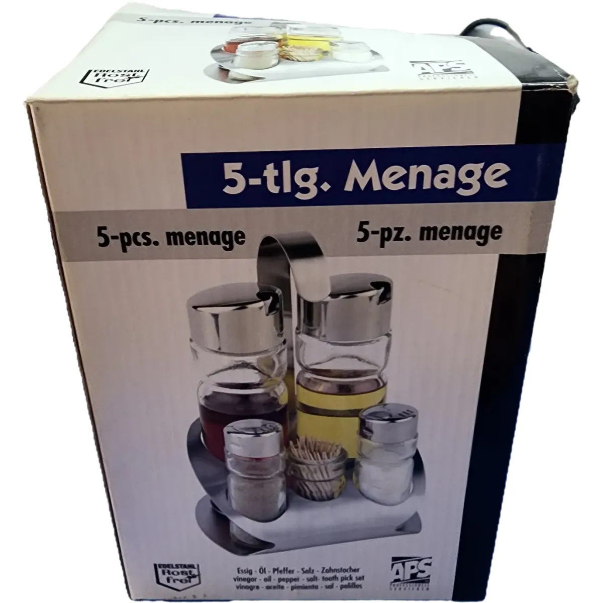 APS Fűszertartó olajhoz ecethez sóhoz borshoz és fogpiszkálóhoz 13 x 11 cm #2