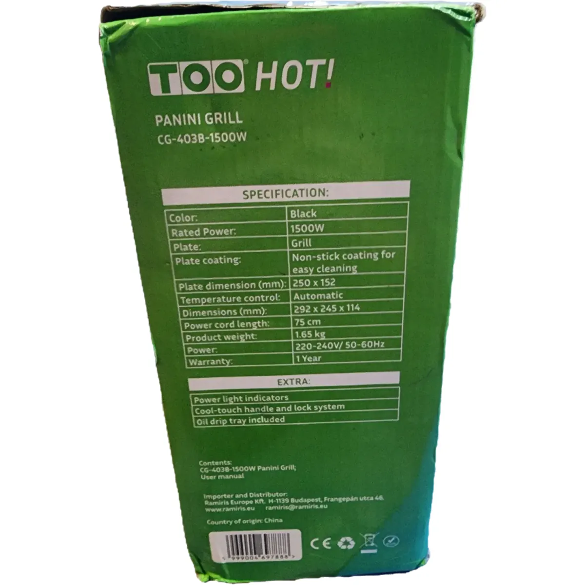 TOO CG-403B-1500W kontakt grill fekete #3