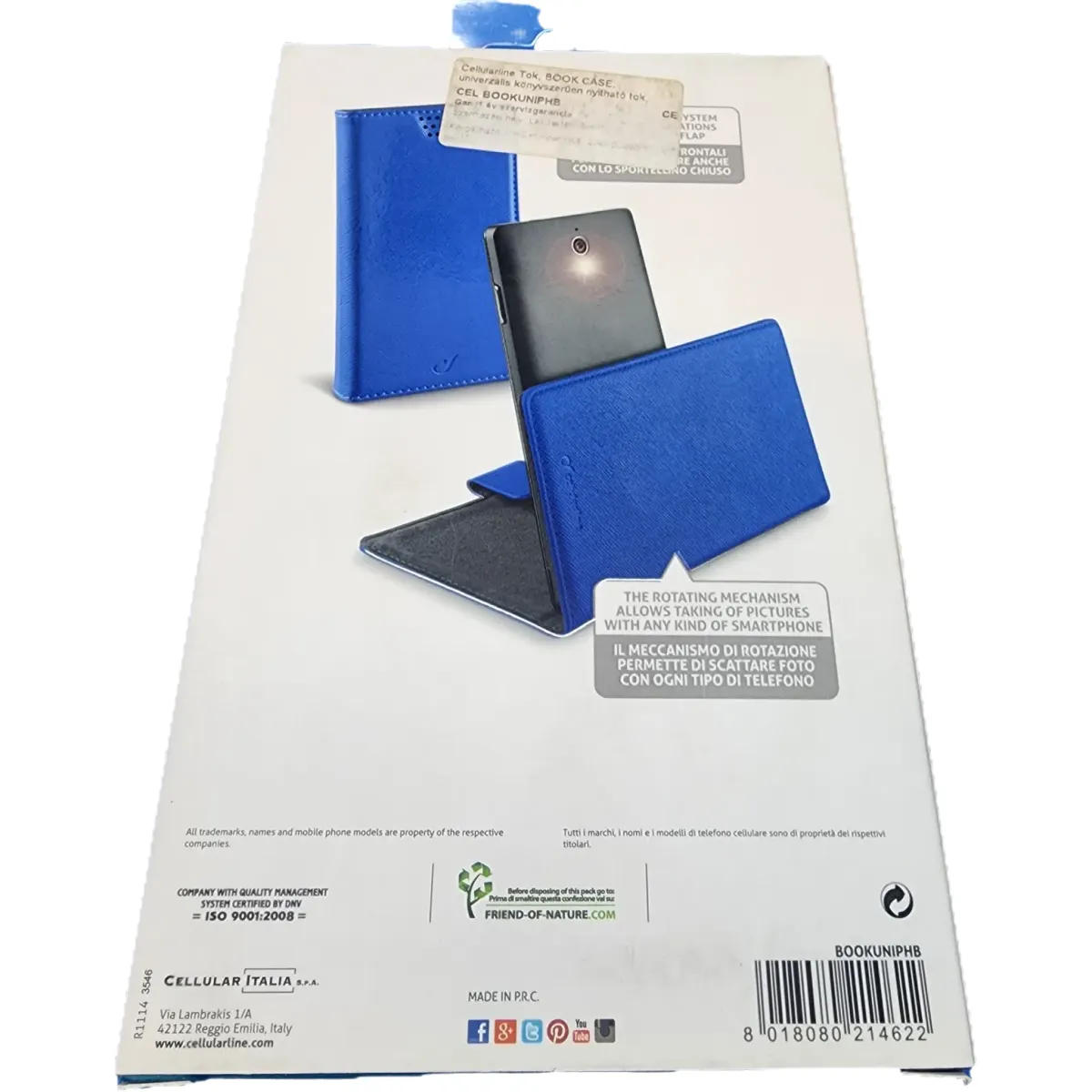Cellularline BOOK CASE univerzális könyvszerűen nyitható phablet tok kék #2