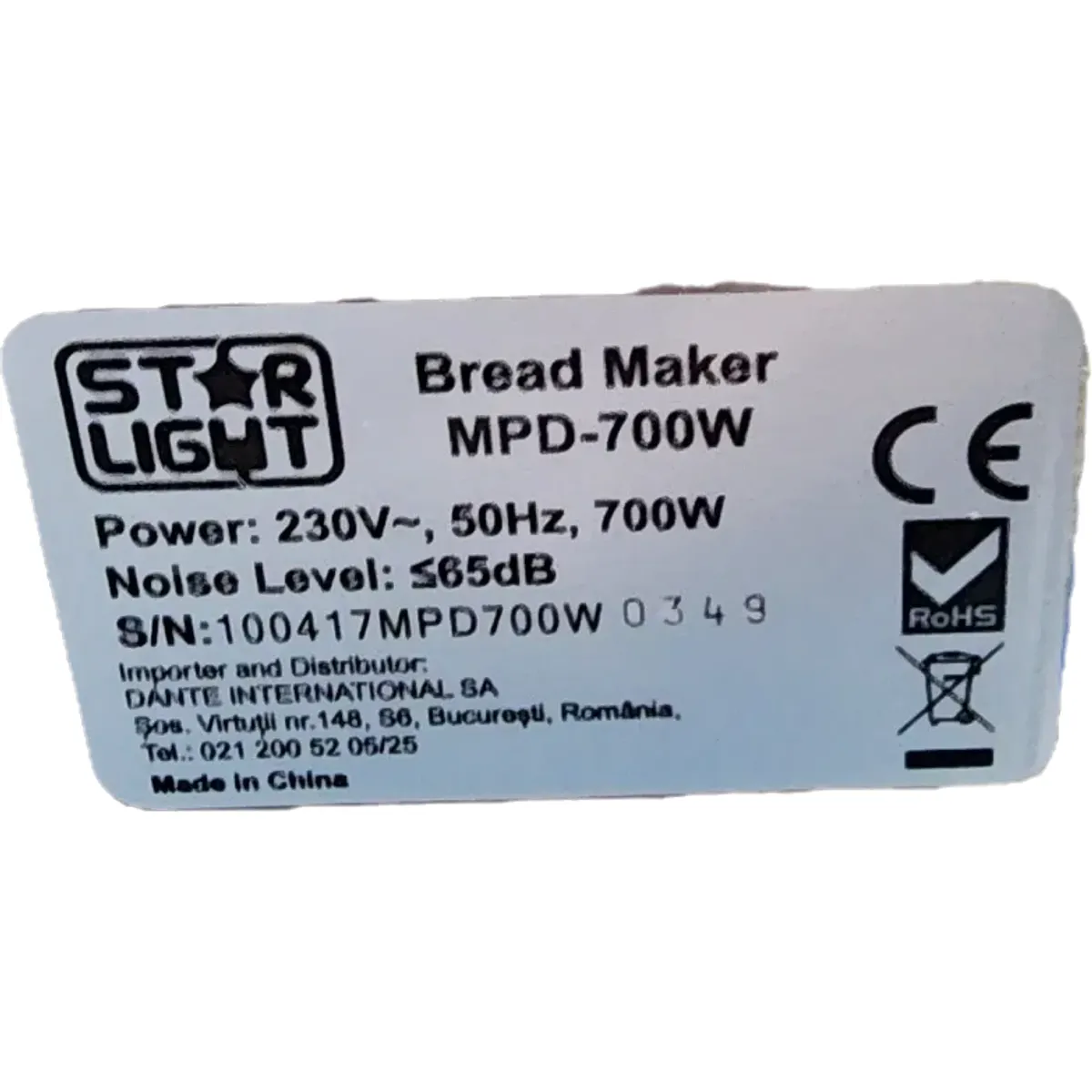 Star Light MPD-700W Kenyérsütő 12 program Rozsdamentes acél Kijelző 900g-os térfogat inox #4