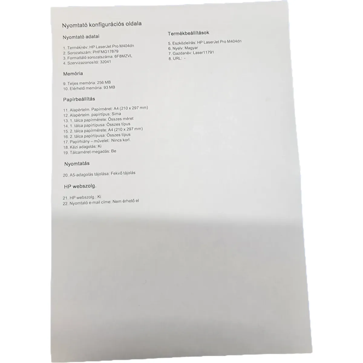 HP LaserJet Pro M404dn (W1A53A) Lézernyomtató A4 1200 dpi lan usb #8