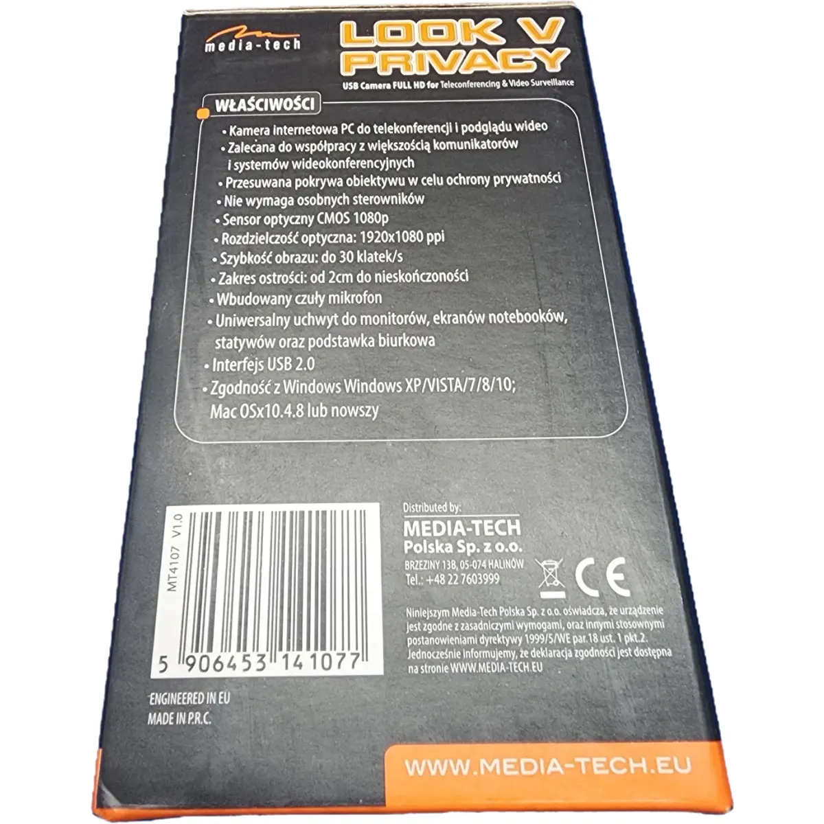 Media-Tech Look V Privacy MT4107 webkamera 2MP 1920x1080px USB2.0 fekete #7