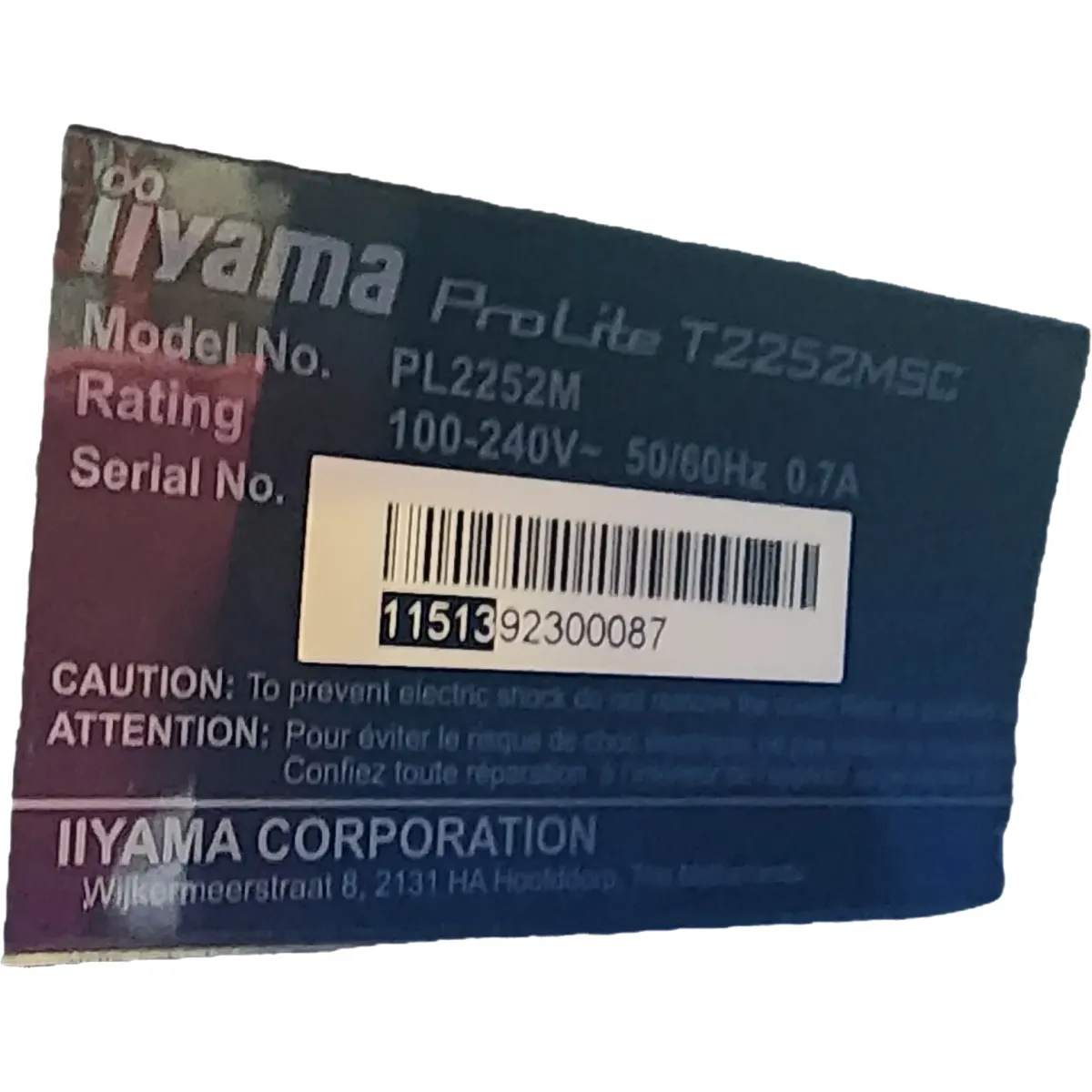 iiyama ProLite (T2252MSC-B1) 22" Monitor IPS touch screen érintőkijelző 1920x1080 HDMI DP VGA VESA fekete #4