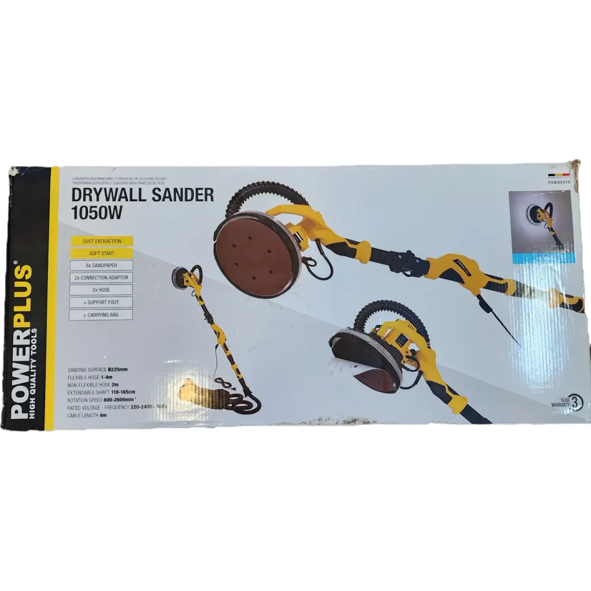 Powerplus POWX0479 falcsiszoló 1050 W 225mm 600-2600 fordulat/perc led porszívó csatlakozó #1