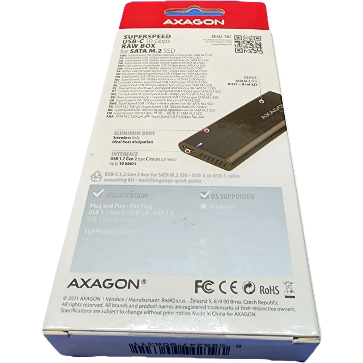AXAGON EEM2-SBC SuperSpeed+ USB-C - M.2 SATA SSD RAW box #2