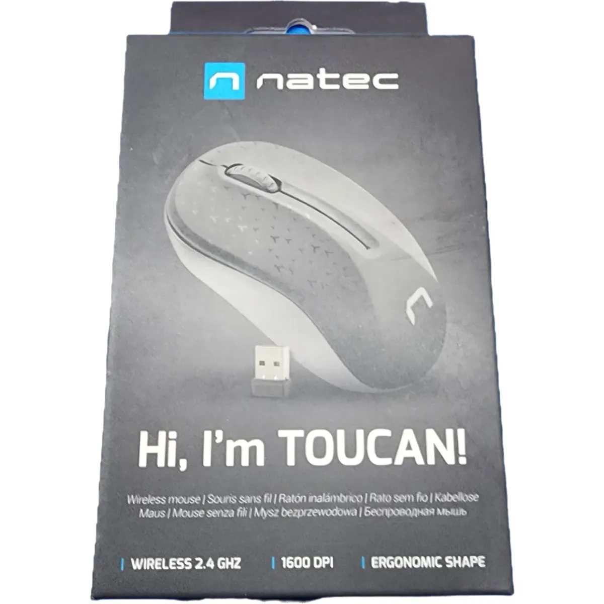 Natec Toucan vezeték nélküli egér 2,4GHz 1600 DPI 10 méter fekete szürke #5
