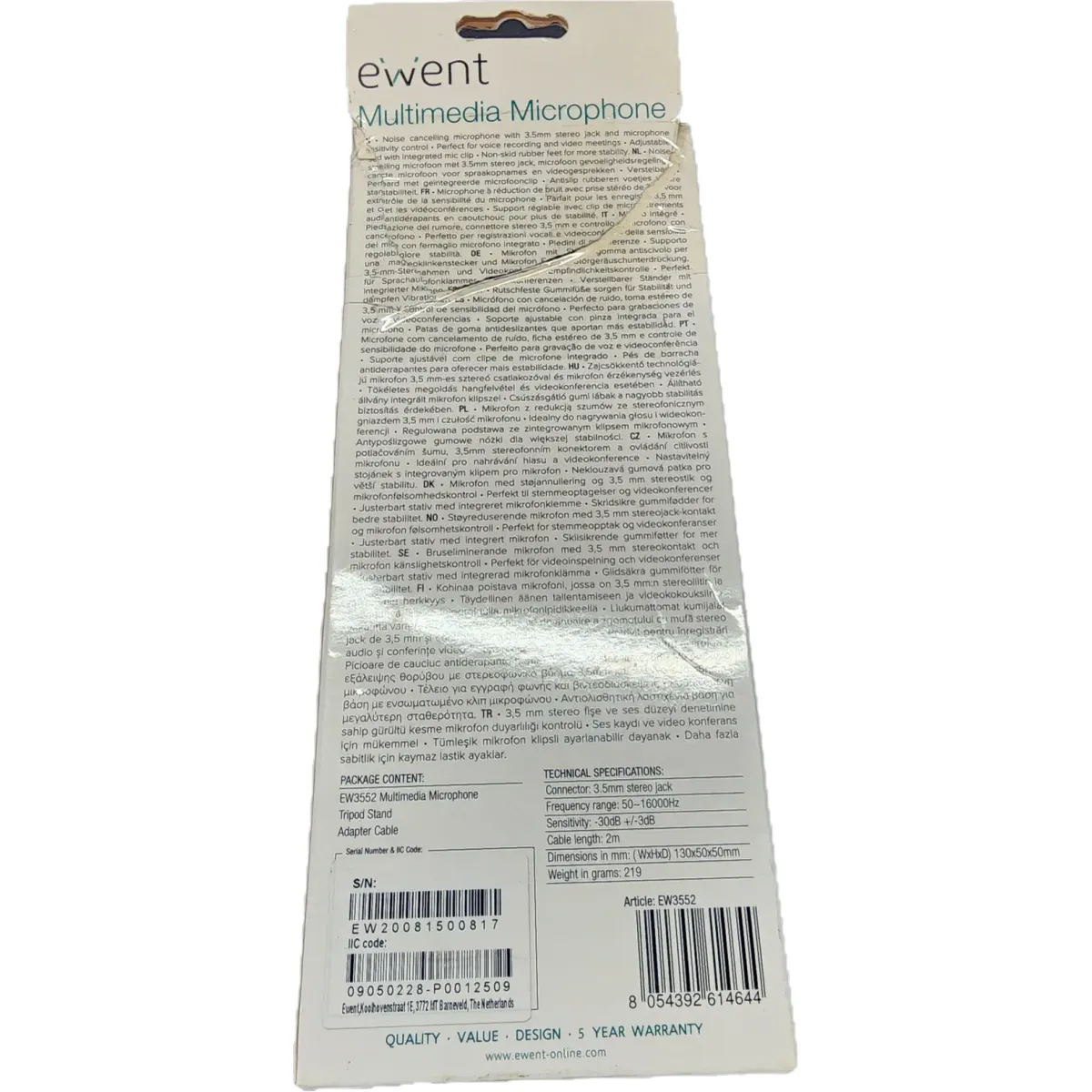 EWENT EW3552 Multimédiás mikrofon zajszűréssel fekete #4