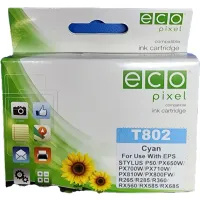 Ecopixel Utángyártott Epson T802 tintapatron Cyan