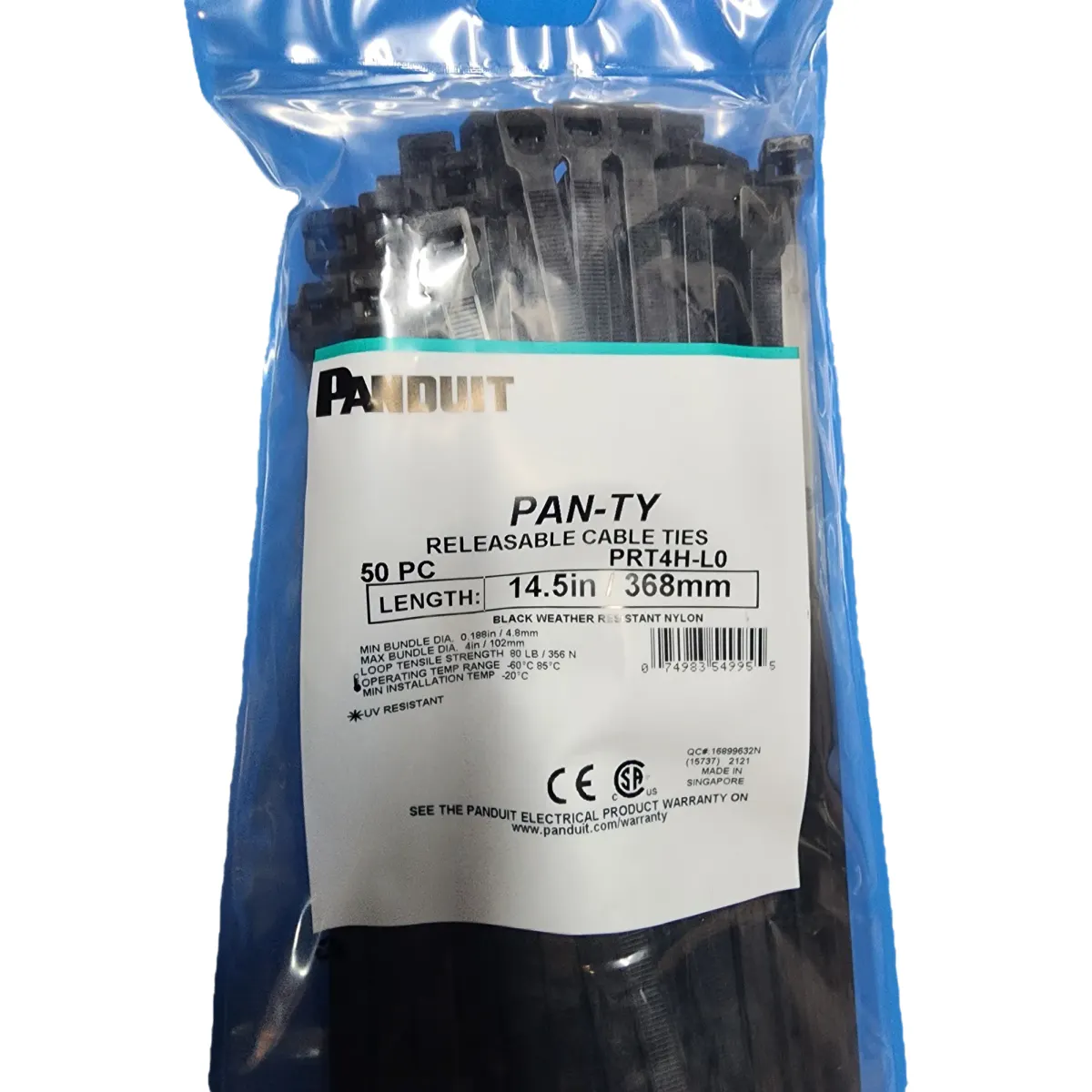 Panduit PRT4H-L0 Kábelkötegelő kioldható 14,5L (368mm) 50db fekete #3