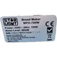 Star Light MPD-700W Kenyérsütő 12 program Rozsdamentes acél Kijelző 900g-os térfogat inox #4