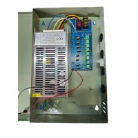 Techson Power Supply tápegység falra szerelhető zárható fémdobozos 12 V DC 10 A 8 pár kimeneti sorkapocs 20,5x31,5x5,3cm zöld #2