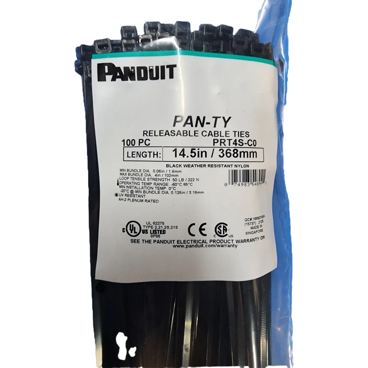 Panduit PRT4S-C0 Kábelkötegelő kioldható 14,5L (368mm) 100db fekete #2