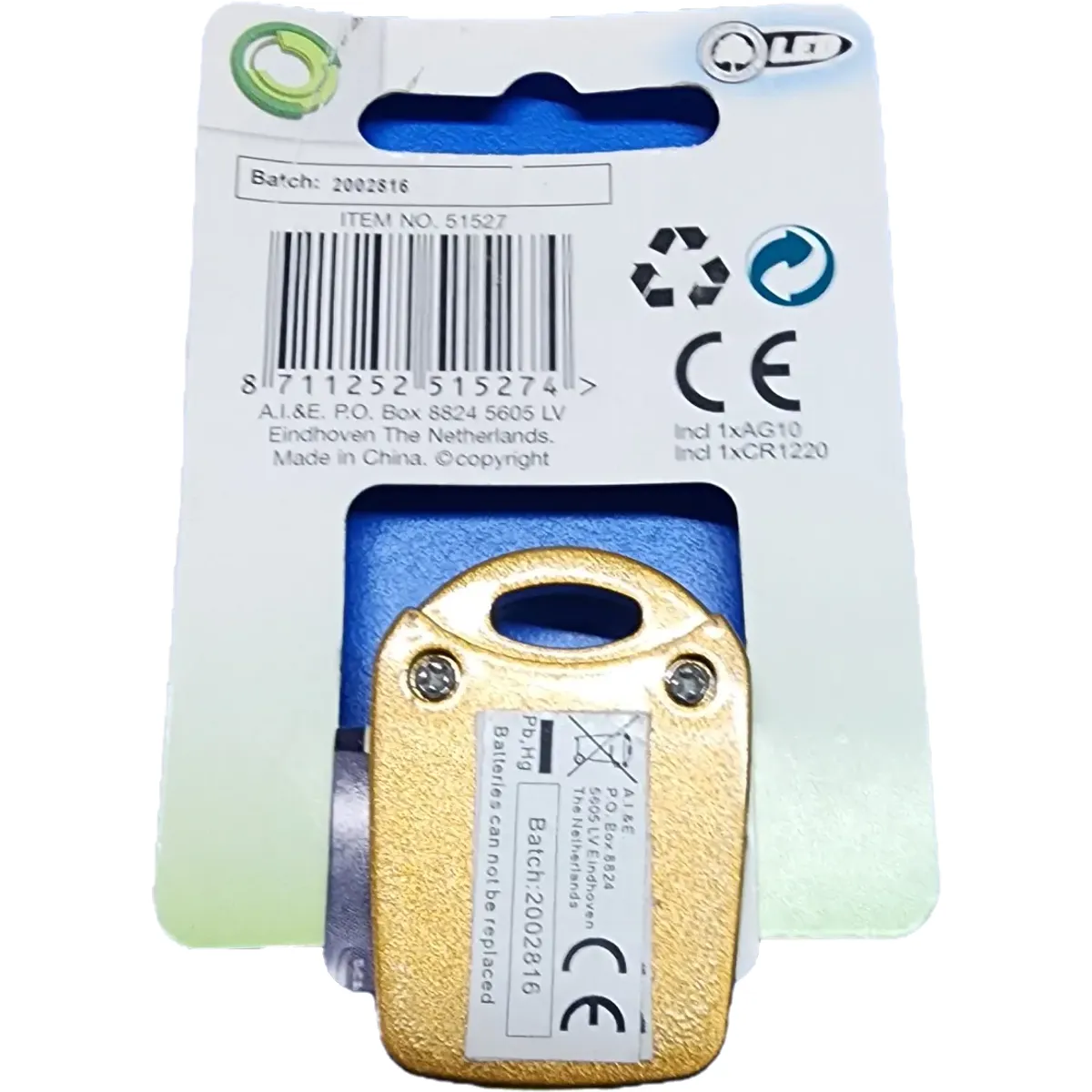 Kulcsra tehető kulcslyuk kereső led lámpa CR1220 arany #2